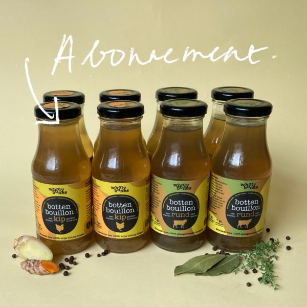 Wholy Bones bottenbouillon Productfoto’s-flessen 8x250ml-abonnement
